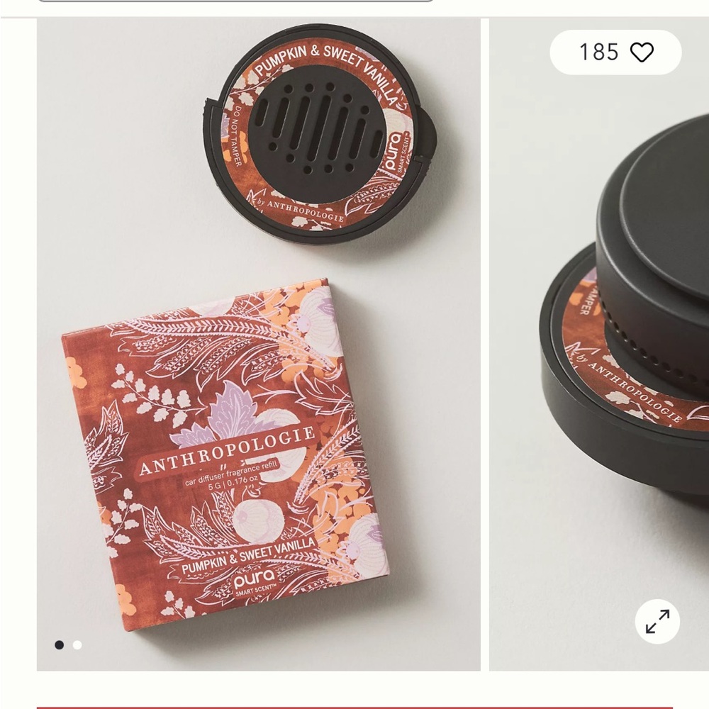 Anthropologie Pura Pumpkin & Sweet Vanilla Car Diffuser Refill